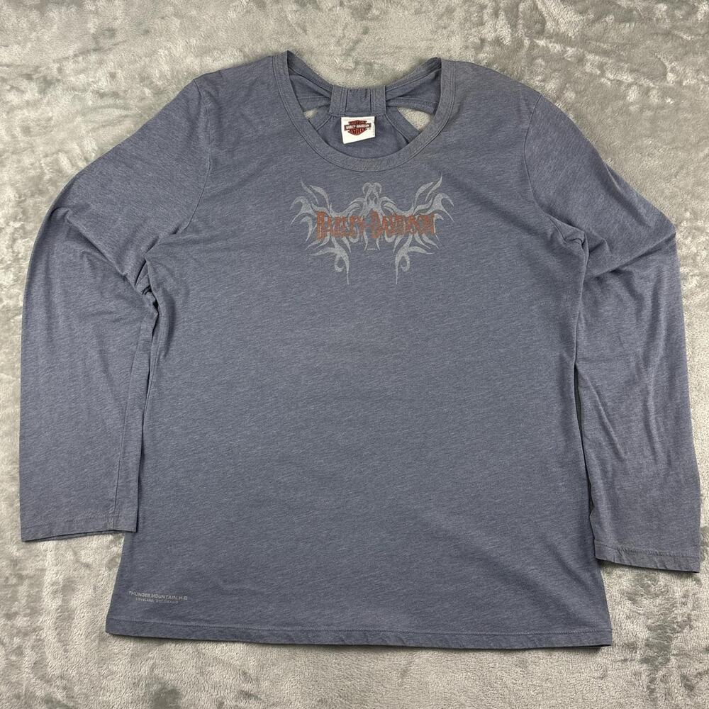 Vintage Harley-Davidson Women’s Gray Back Long Sleeve Graphic Top Size XL